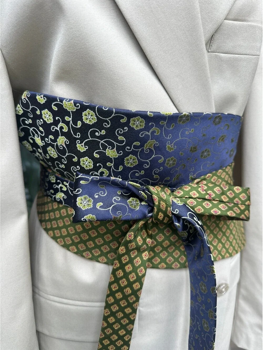 Upcycled Silk Necktie Obi Belt | Handmade Corset Style Belt | One-of-a-Kind | OS